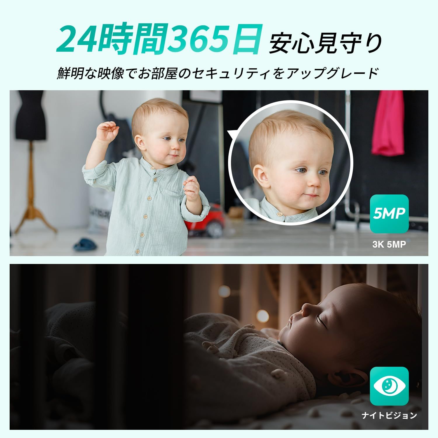  Botslab C 221 3 K 500万画素 AI ネットワークカメラ ベビーモニター ペット 見守り 音声アシスタント フル ナイトビジョン モーショントラッキング 全方位監視 Wi-Fi 2.4 GHZ 5 対応 ベビーモニター ベビー用セーフティグッズ