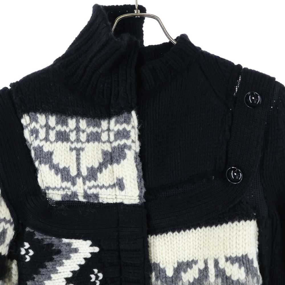 美品　サカイ 22Aw パッチワーク　ノルディック　ペプラム　ニット　セーター Sacai サカイ 21SS 21-02452M Hank Willis Thomas ハンク ウィリス