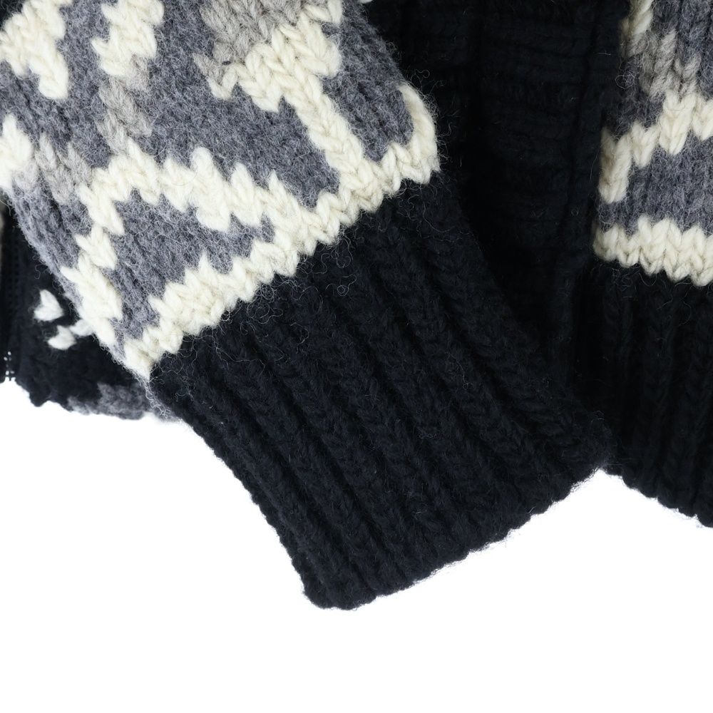 美品　サカイ 22Aw パッチワーク　ノルディック　ペプラム　ニット　セーター Sacai (サカイ) 22AW ノルディック パッチワークデザイン ニット