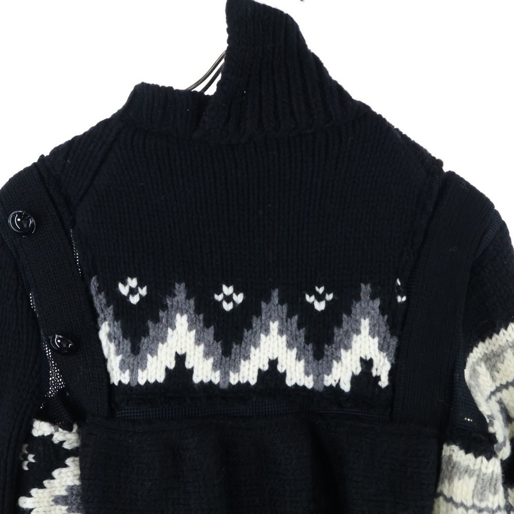 美品　サカイ 22Aw パッチワーク　ノルディック　ペプラム　ニット　セーター Sacai (サカイ) 22AW ノルディック パッチワークデザイン ニット