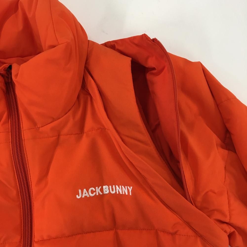 【美品】ジャックバニー 2WAY中綿ジャケット オレンジ ジップ内側ロゴ 袖着脱可  レディース 0(S) ゴルフウェア Jack Bunny 美品】ジャックバニー 2WAY中綿ジャケット オレンジ ジップ内側ロゴ 袖