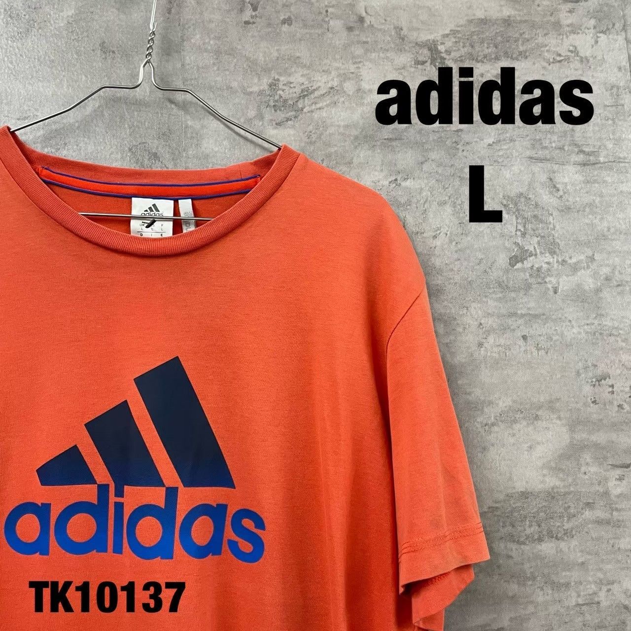 adidas アディダス Tシャツ 半袖 オレンジ L メンズ 夏服 コットン 