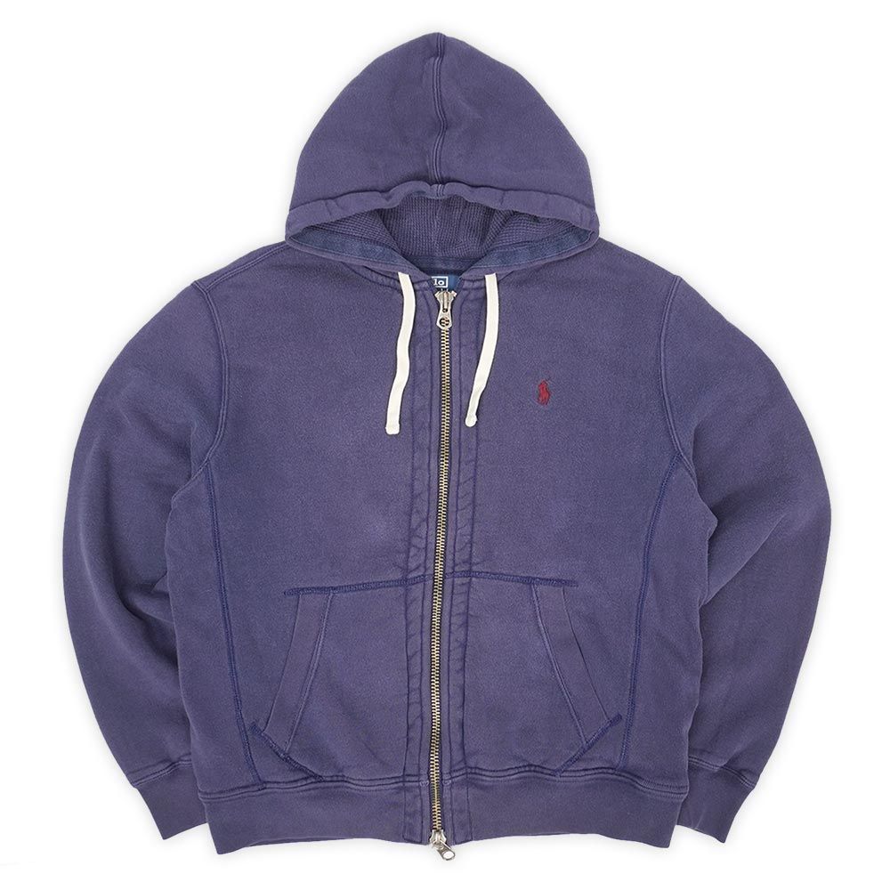 ポロラルフローレン POLO RALPH LAUREN 00s 2000年代 フルジップ スウェットパーカー 裏サーマル W-FACE USA ヴィンテージ アメリカ 古着 メンズ フーディー ジップパーカー フェードネイビー / ナス紺 M【】