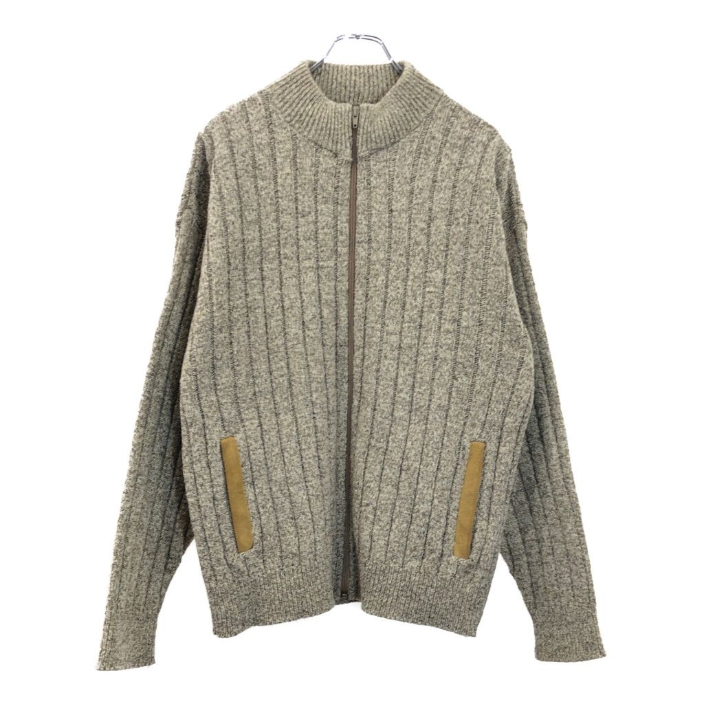 80年代 ORVIS オービス フルジップ ウールセーター ベージュ メンズ L 古着 V6716