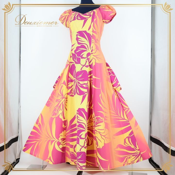 フラダンス 衣装 ワンピース ドレス オレンジ系 パウスカートショップ