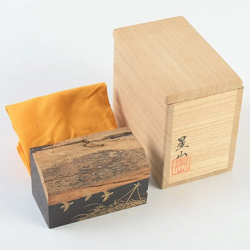 Ｎ３４０　香合　『中林星山作』『桐木地』『朝顔蒔絵』『色紙香合』　共箱　茶道具 N340 香合 『中林星山作』『桐木地』『朝顔蒔絵』『色紙香合』 共