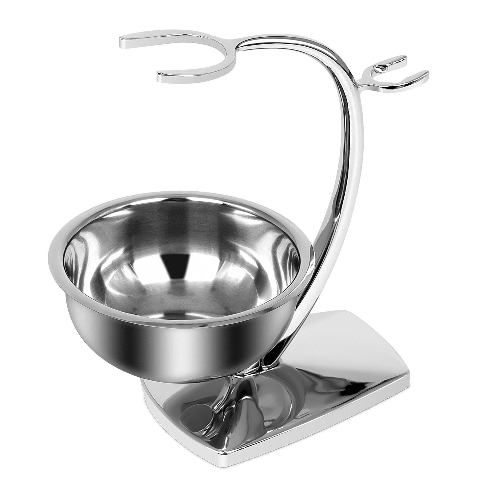 Linkidea ユニバーサル セーフティ カミソリ ブラシ スタンド シェービング ボウル付き メンズ ステンレス グルーミング ホルダー ソープ ボウル バスルーム用 ジレット ベクター 3 対応 (シル