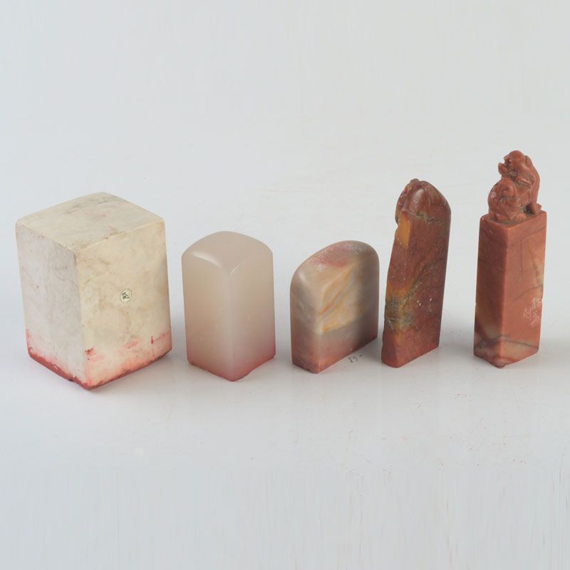 中国 篆刻 玉石寿山石鶏血石彫刻 印材 9点まとめて N S103 中国