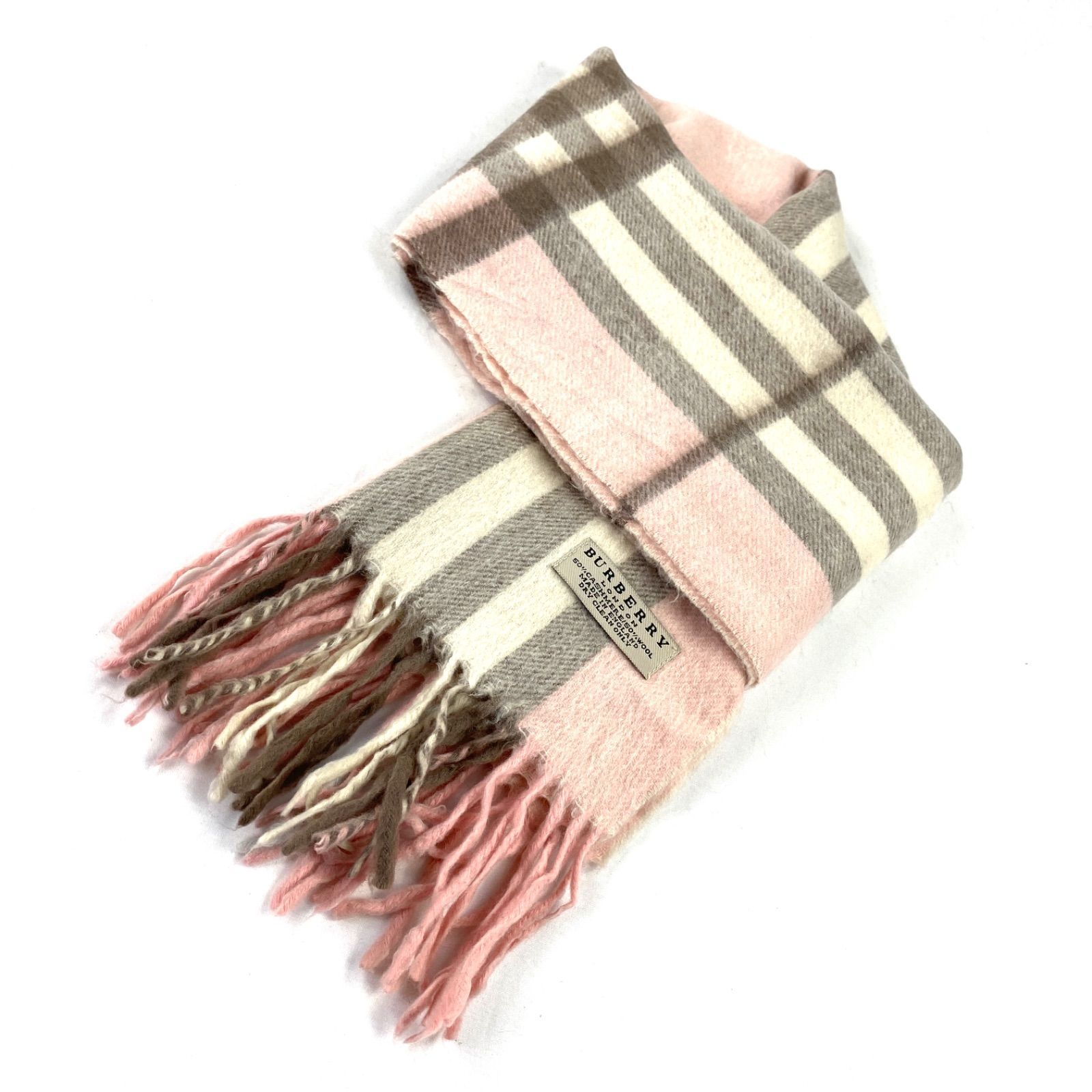 t1586 バーバリーロンドン マフラー ストール ショール ピンク ノバ