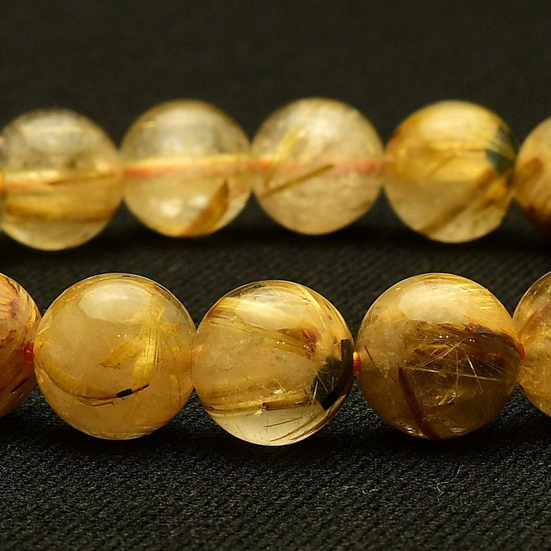 結構サシ入ってる！綺麗な太陽ルチルたん！ シャトヤンシー効果が美しい☆】 太陽放射ルチル ブレスレット 10mm