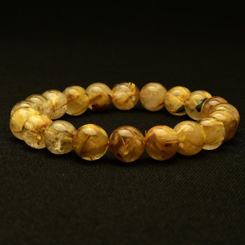 結構サシ入ってる！綺麗な太陽ルチルたん！ シャトヤンシー効果が美しい☆】 太陽放射ルチル ブレスレット 10mm