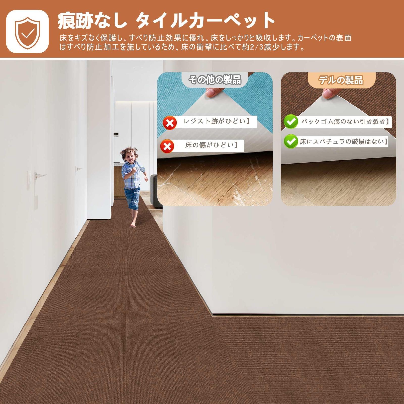 廊下敷き カーペット XINJIY ロングマット 40*200cm 厚み4mm 吸着 ずれ