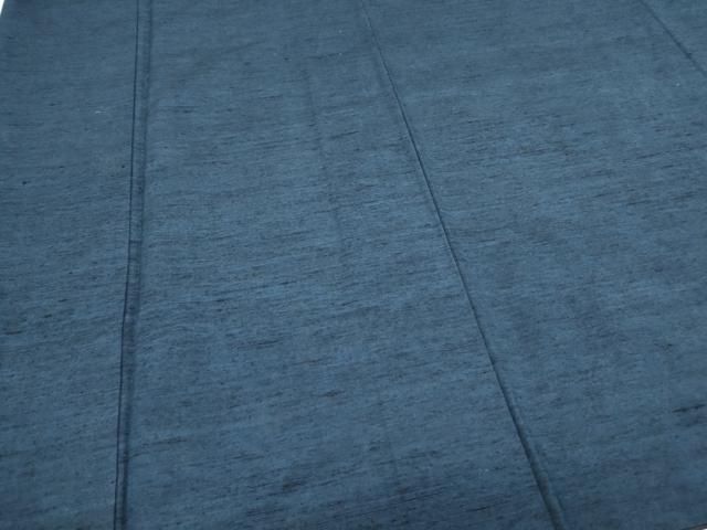 平和屋着物○男性 紬 髭紬羽織セット 色無地 濃藍色 正絹 逸品