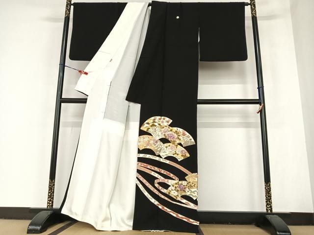 平和屋着物○京の名門 じゅらく謹製 帝王紫 黒留袖 駒刺繍 地紙重ね花