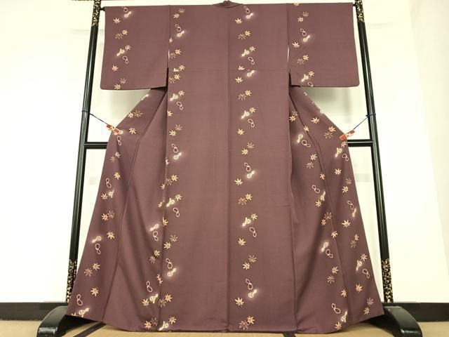 平和屋着物 上質な小紋 楓文 瓢箪 正絹 AABC0204zg