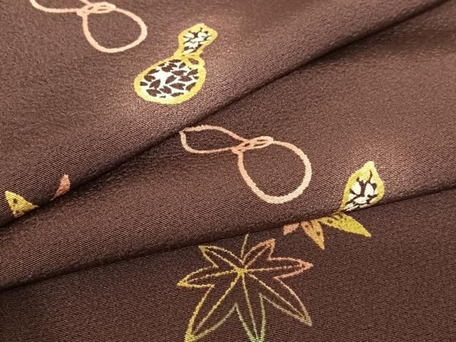 平和屋着物 上質な小紋 楓文 瓢箪 正絹 AABC0204zg