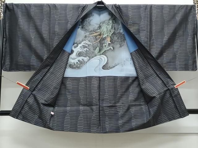 平和屋着物●男性　本場大島紬　アンサンブル　吉祥文　ほてい屋扱い　証紙付き　正絹　逸品　未使用　CAAY9563th 平和屋着物○男性 本場大島紬 アンサンブル 吉祥文 ほてい屋扱い 証紙