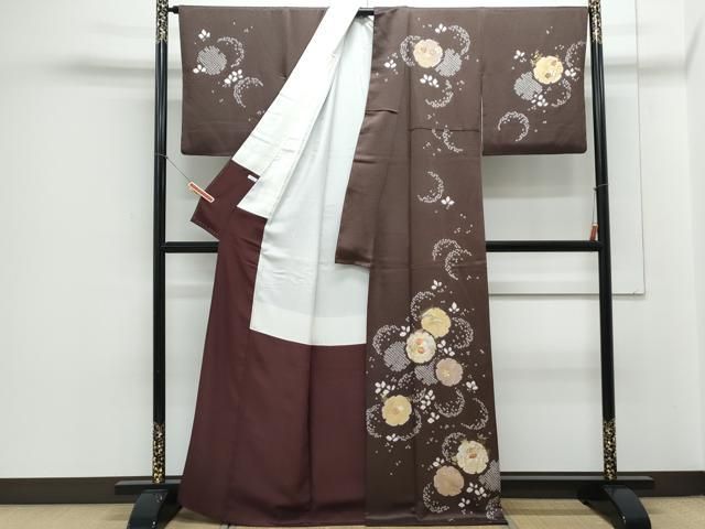 平和屋着物●訪問着　長襦袢セット　無双仕立て　駒刺繍　絞り　雪輪花文　金彩　正絹　逸品　CAAY9594th 平和屋着物○訪問着 長襦袢セット 無双仕立て 駒刺繍 絞り 雪輪花文