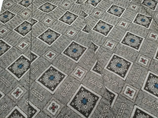 平和屋着物○本場大島紬 龍郷絣 アンサンブル 菱吉祥文 証紙付き 正絹