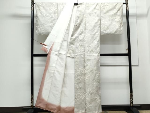 平和屋着物●本場大島紬　白大島　7マルキ　草葉文　正絹　逸品　CAAZ8824th 平和屋着物○本場大島紬 白大島 7マルキ 草葉文 正絹 逸品 CAAZ8824th