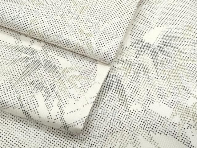 平和屋着物○本場大島紬 白大島 7マルキ 草葉文 正絹 逸品 CAAZ8824th