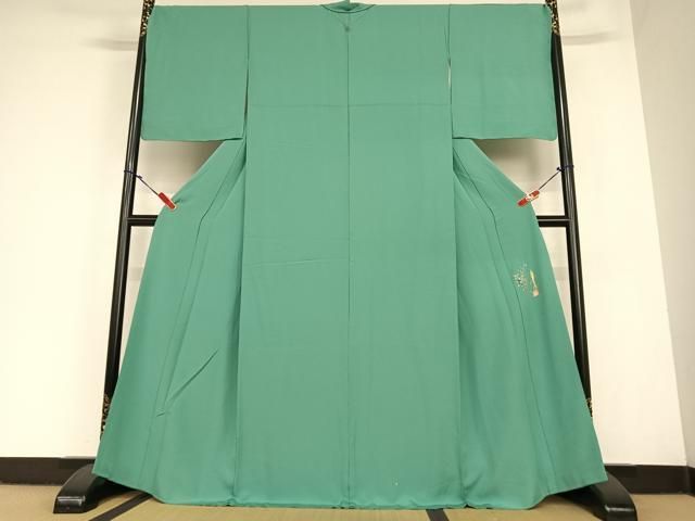 平和屋着物 丸亀屋 圓啓 色無地 花緑青色 正絹 AABC4855zg