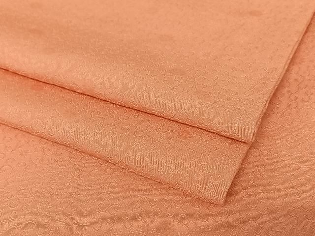 平和屋着物 上質な色無地 花唐草地紋 甚三紅色 正絹 AABC4858zg