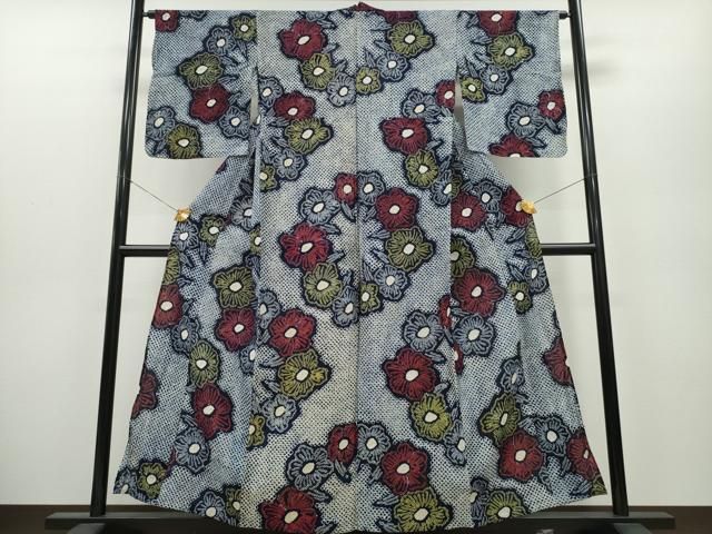 平和屋着物∴夏物　浴衣　有松鳴海絞り　舞花文　綿　逸品　CAAY4767ng 平和屋着物∴夏物 浴衣 有松鳴海絞り 舞花文 綿 逸品 CAAY4767ng