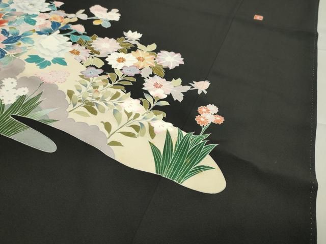 平和屋着物○豪華黒留袖 友禅 作家物 鴛鴦花文 暈し染め 正絹 逸品