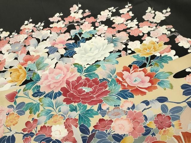 平和屋着物○豪華黒留袖 友禅 作家物 鴛鴦花文 暈し染め 正絹 逸品