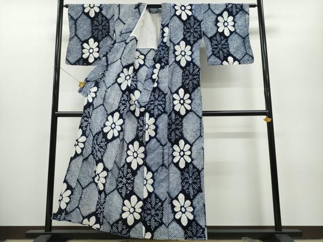 平和屋着物∴夏物 浴衣 有松鳴海絞り 亀甲花文 綿 CAAY4771ng