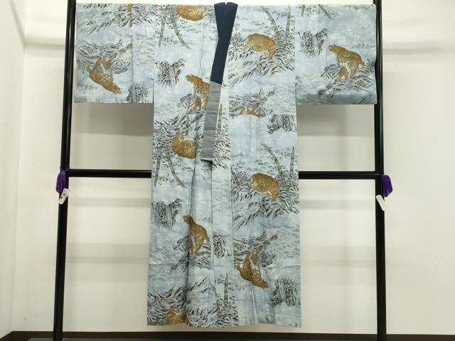 平和屋着物男性 結城紬 色無地 鉄紺色 証紙付き 正絹 逸品 AAAU8412zg