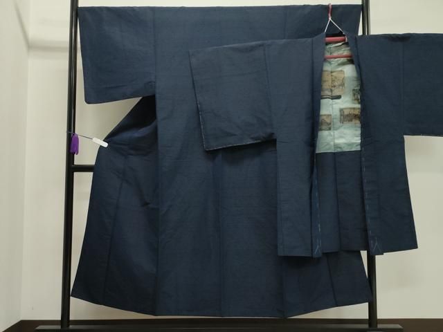 平和屋着物 男性 髭紬 アンサンブル 漆黒色 正絹 CAAY8363gh