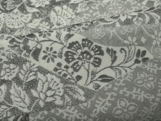 平和屋着物○上質なお召 天目織 切嵌吉祥花文 正絹 逸品 CAAZ2736ut