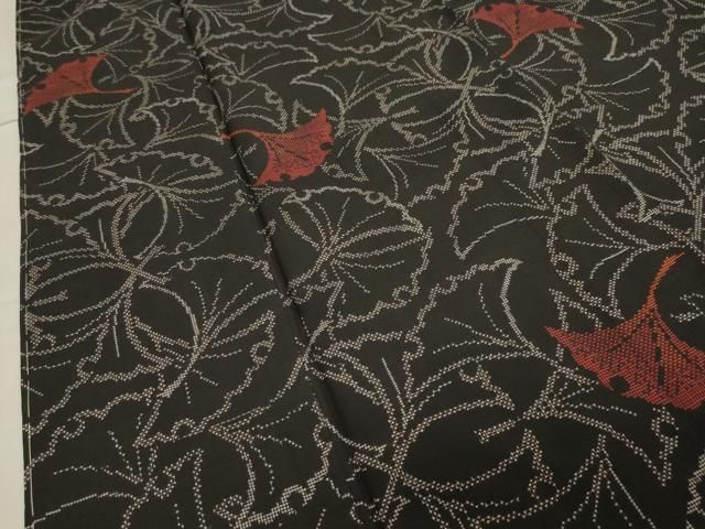 平和屋着物●本場大島紬　7マルキ　舞葉文　正絹　逸品　未使用　CAAY8370gh 平和屋着物○本場大島紬 7マルキ 舞葉文 正絹 逸品 未使用 CAAY8370gh