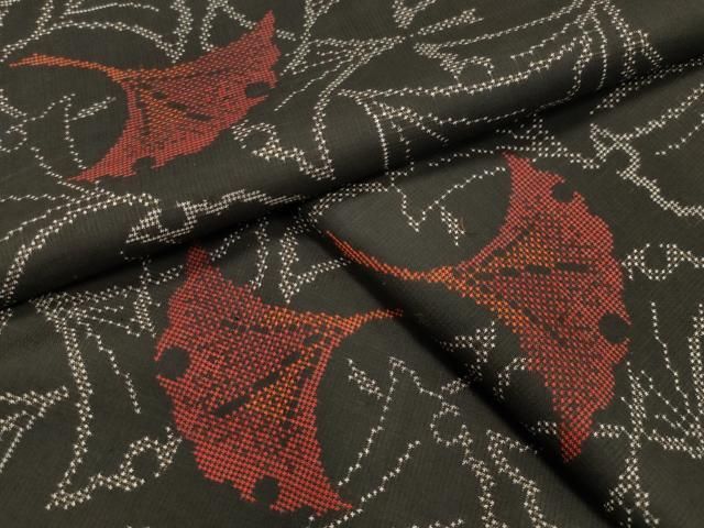 平和屋着物○本場大島紬 7マルキ 舞葉文 正絹 逸品 未使用 CAAY8370gh