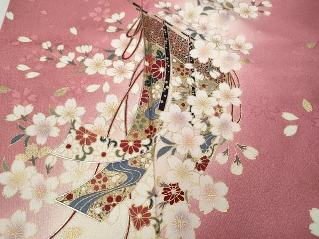 平和屋着物○豪華振袖 誰が袖舞桜文 暈し染め 金彩 鈴乃屋扱い 正絹 
