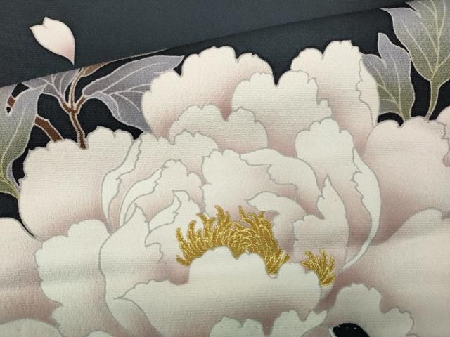 平和屋着物○豪華振袖 駒刺繍 流水枝桜牡丹文 金彩 正絹 逸品