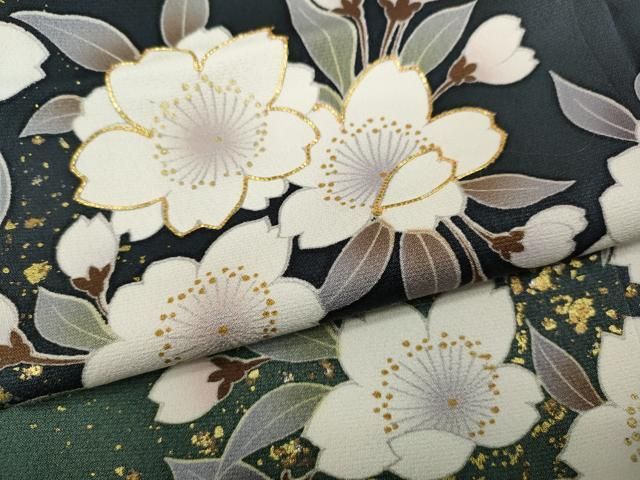 平和屋着物●豪華振袖　駒刺繍　流水枝桜牡丹文　金彩　正絹　逸品　CAAZ2761ut 平和屋着物○豪華振袖 駒刺繍 流水枝桜牡丹文 金彩 正絹 逸品