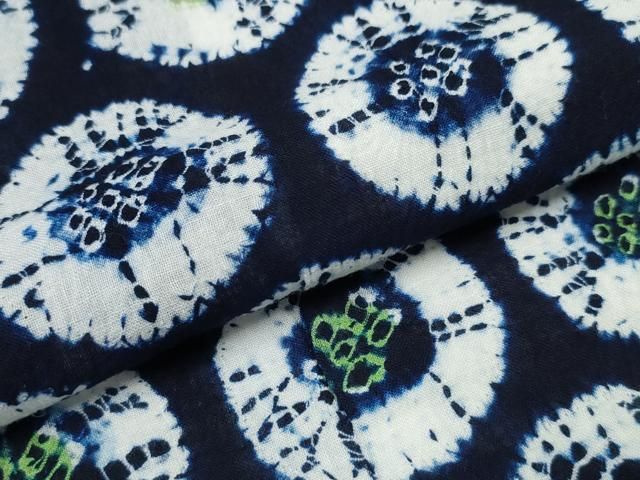 平和屋着物∴夏物　浴衣　有松鳴海絞り　吉祥丸文　綿　逸品　CABA0412ng 平和屋着物∴夏物 浴衣 有松鳴海絞り 吉祥丸文 綿 逸品 CABA0412ng