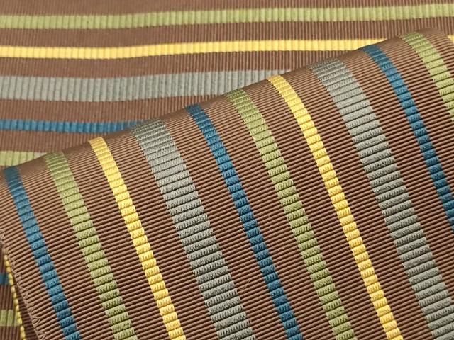 平和屋着物●男性　本場筑前博多織　角帯　間道　黒鳶色　正絹　逸品　未使用　DAAY0207ob 平和屋着物○男性 本場筑前博多織 角帯 間道 黒鳶色 正絹 逸品 未使用