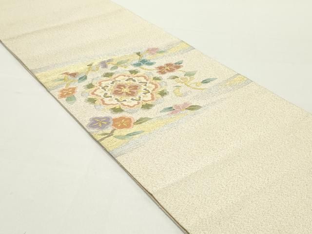 平和屋着物○爪掻き本綴れ 八寸名古屋帯 正倉院更紗花唐草文 金銀糸