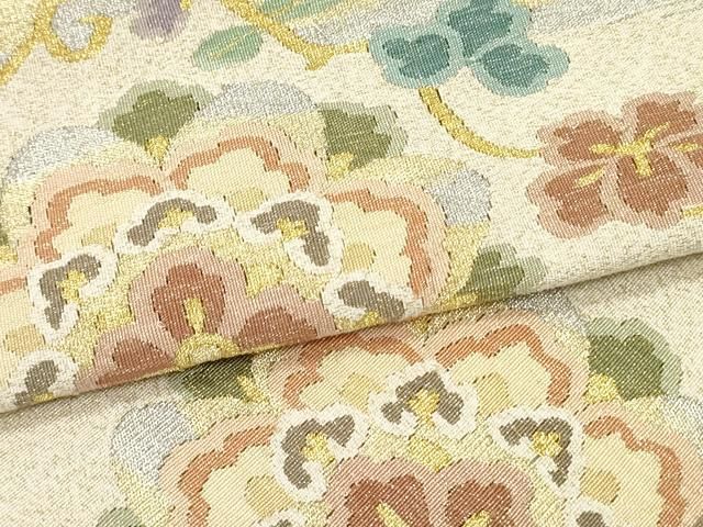 平和屋着物○爪掻き本綴れ 八寸名古屋帯 正倉院更紗花唐草文 金銀糸
