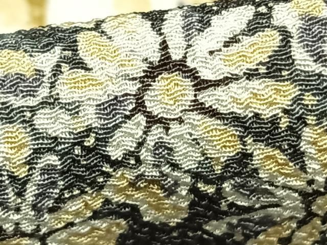 平和屋着物▽小紋 単衣 草花文 鬼しぼ縮緬 洗える着物 AABC3852fy