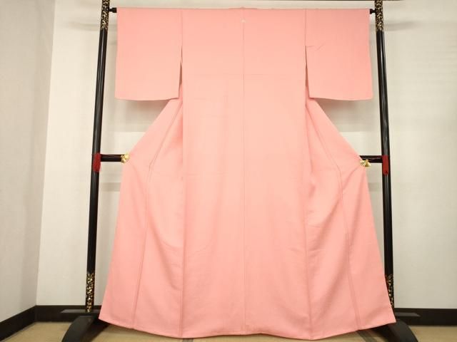 平和屋着物 上質な色無地 甚三紅色 正絹 AABC8112ck