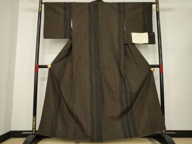 平和屋着物●結城紬　結城苑　間道　反端付き　正絹　逸品　AABC8131ck 平和屋着物○結城紬 結城苑 間道 反端付き 正絹 逸品 AABC8131ck