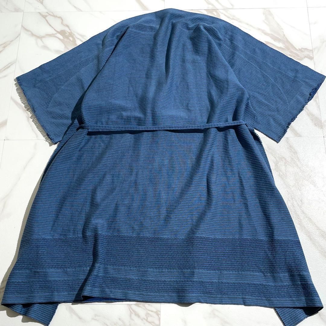 A-POC ABLE ISSEY MIYAKE イッセイミヤケ 2015SS 2015年春夏 膝丈ワンピース 長袖ワンピース 背面レースアップ ナイロンコットン ベルト付き ブルー 青 2サイズ M相当