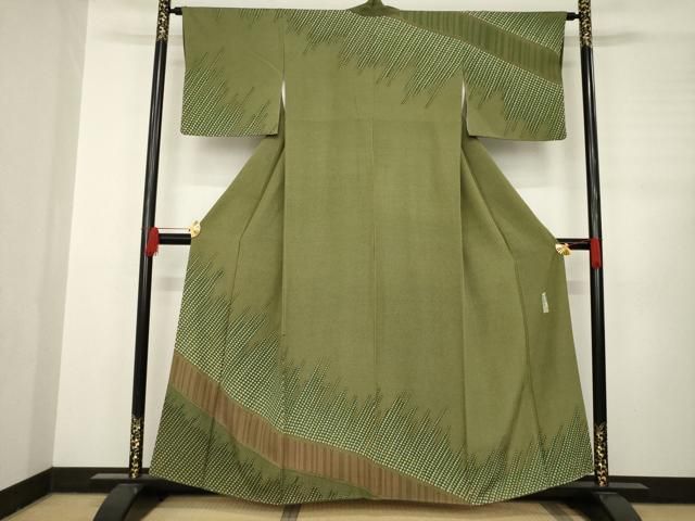 平和屋着物●伝統工芸伝承者　今坂國雄　訪問着　幾何学文様　正絹　逸品　AABC8160ck 平和屋着物○伝統工芸伝承者 今坂國雄 訪問着 幾何学文様 正絹