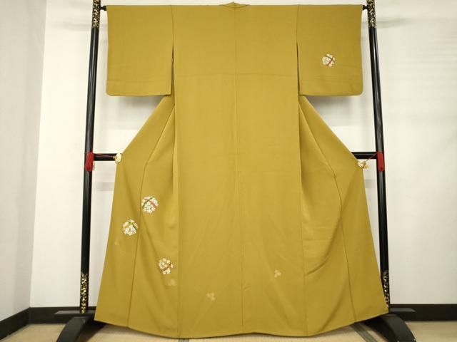 平和屋着物●総刺繍　訪問着　花丸文　松葉　正絹　逸品　AABC9207ck 平和屋着物○総刺繍 訪問着 花丸文 松葉 正絹 逸品 AABC9207ck