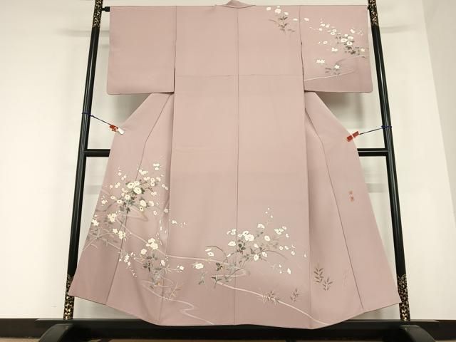 平和屋着物○京加賀友禅 百貫達雄 訪問着 流水枝花文